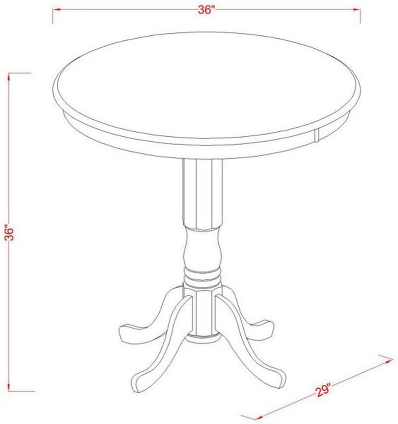 JAPB5-OAK-W 5 Piece Counter Height Dining Table Set Includes a round Kitchen Tab