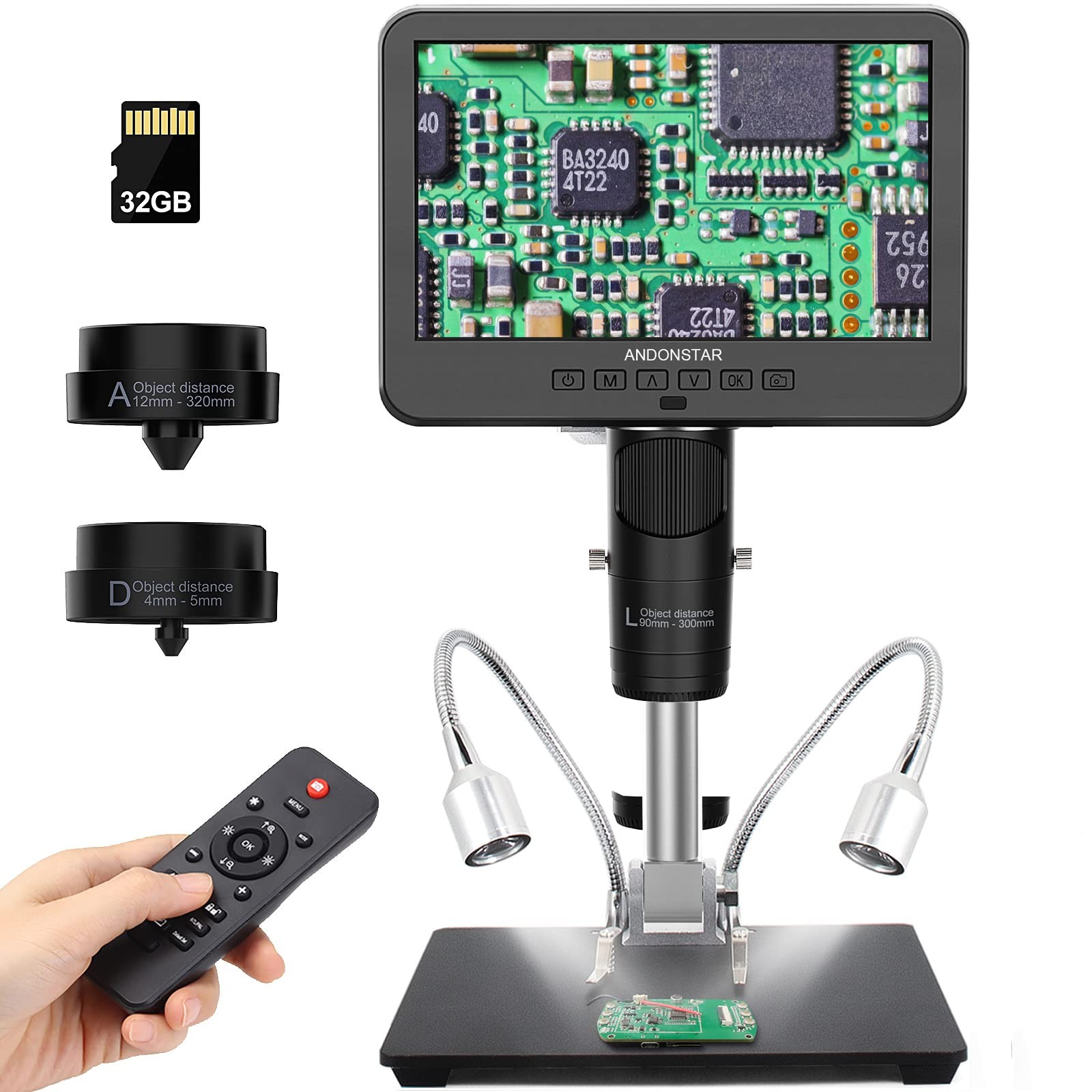 Andonstar 7" LCD(HDMI)-AD246S-M, Digital Microscope-7" (HDMI) 3 Lens AD246S-M