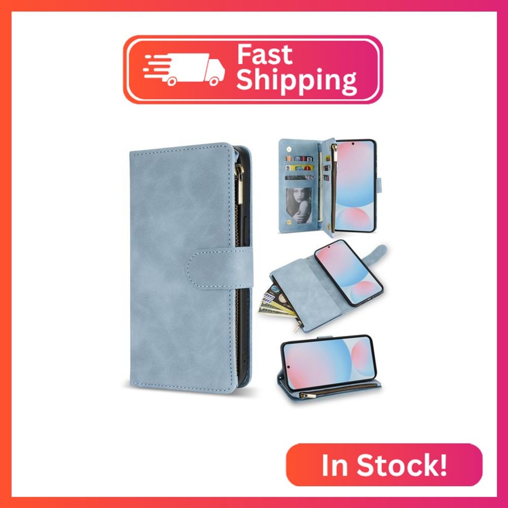 ZZXX for Samsung Galaxy S24 FE Wallet Case with RFID Blocking Card Slot PU Leath