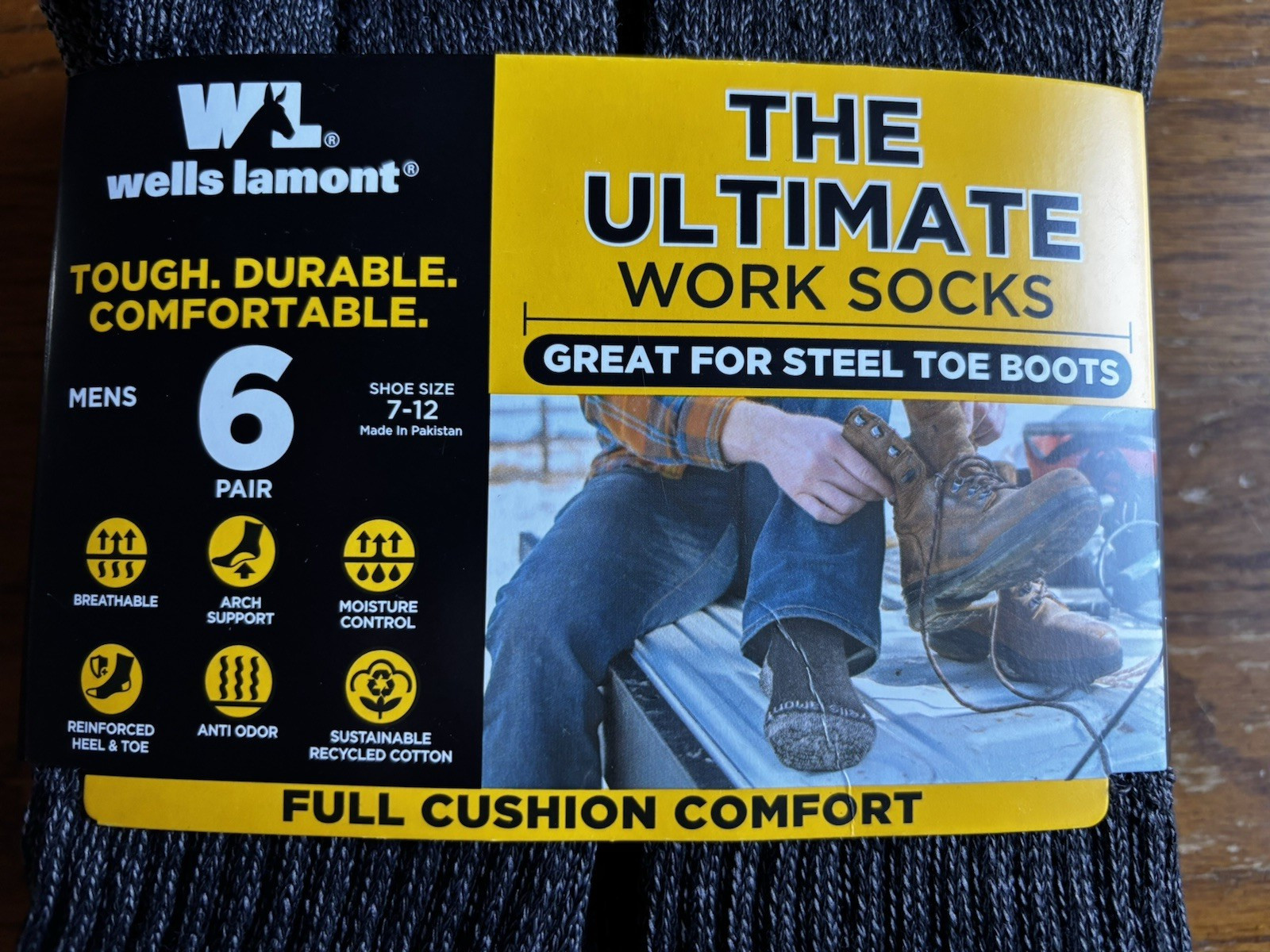 Wells Lamont Men's Ultimate Work Socks, For Steel Toe Boots, 6 Pr. Sz 7-12 New!