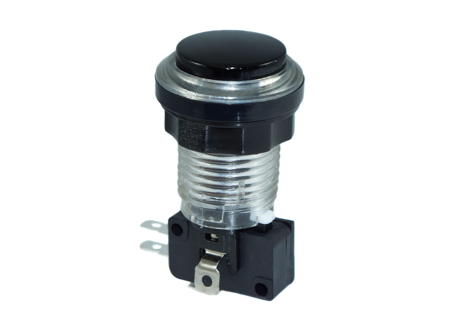 White LED Bezel Eclipse Pushbutton - Black Plunger