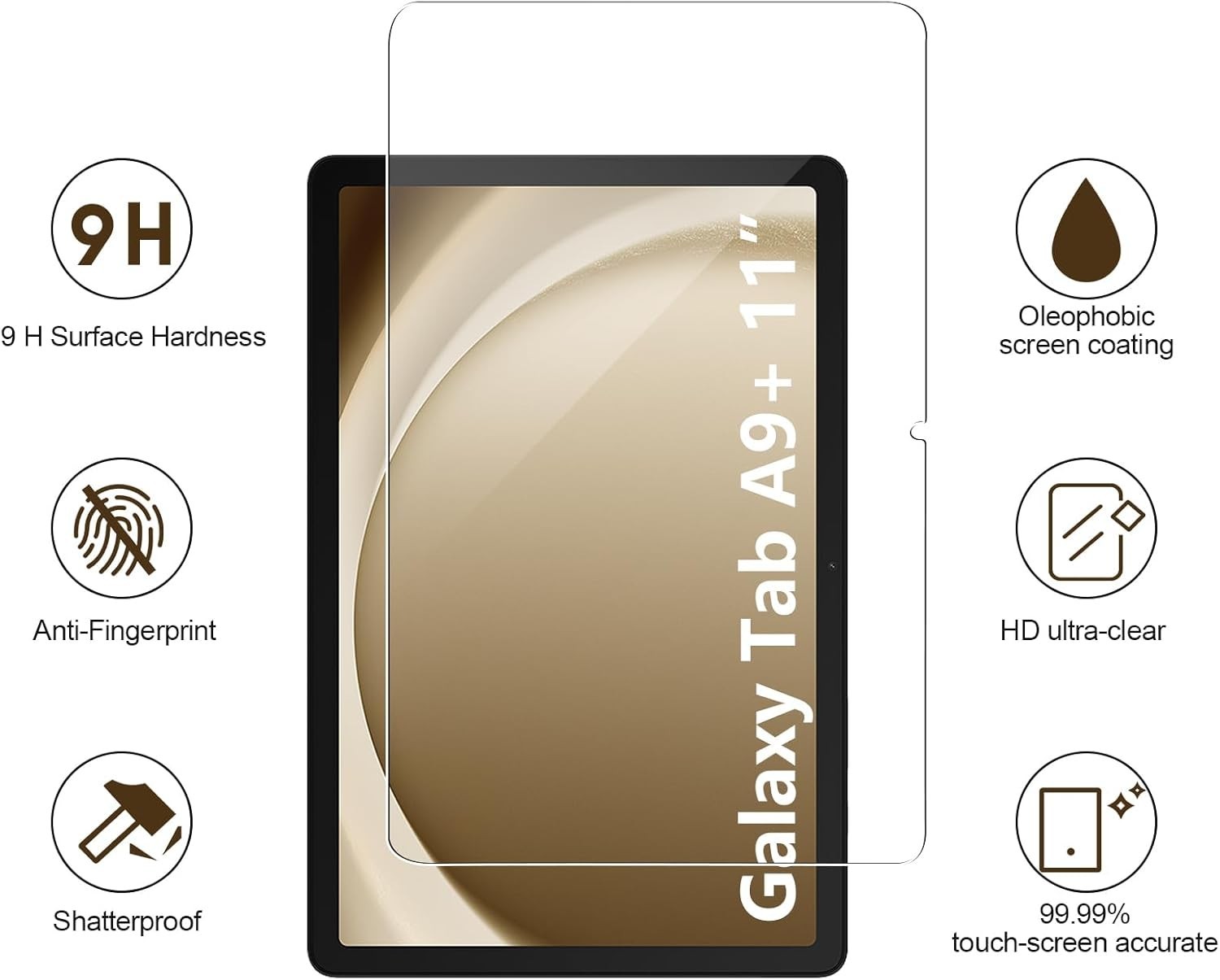 2 Pack Screen Protector for Samsung Galaxy Tab A9 plus 2023, 11 Inch HD Clear 9H
