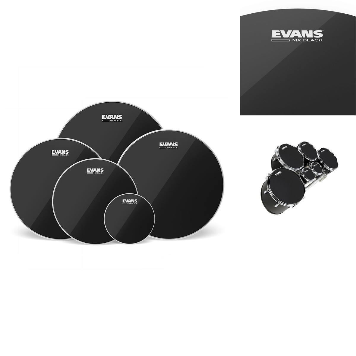 EVANS MX Black Marching Tenor Pack 6, 10, 12, 13, 14 Inch