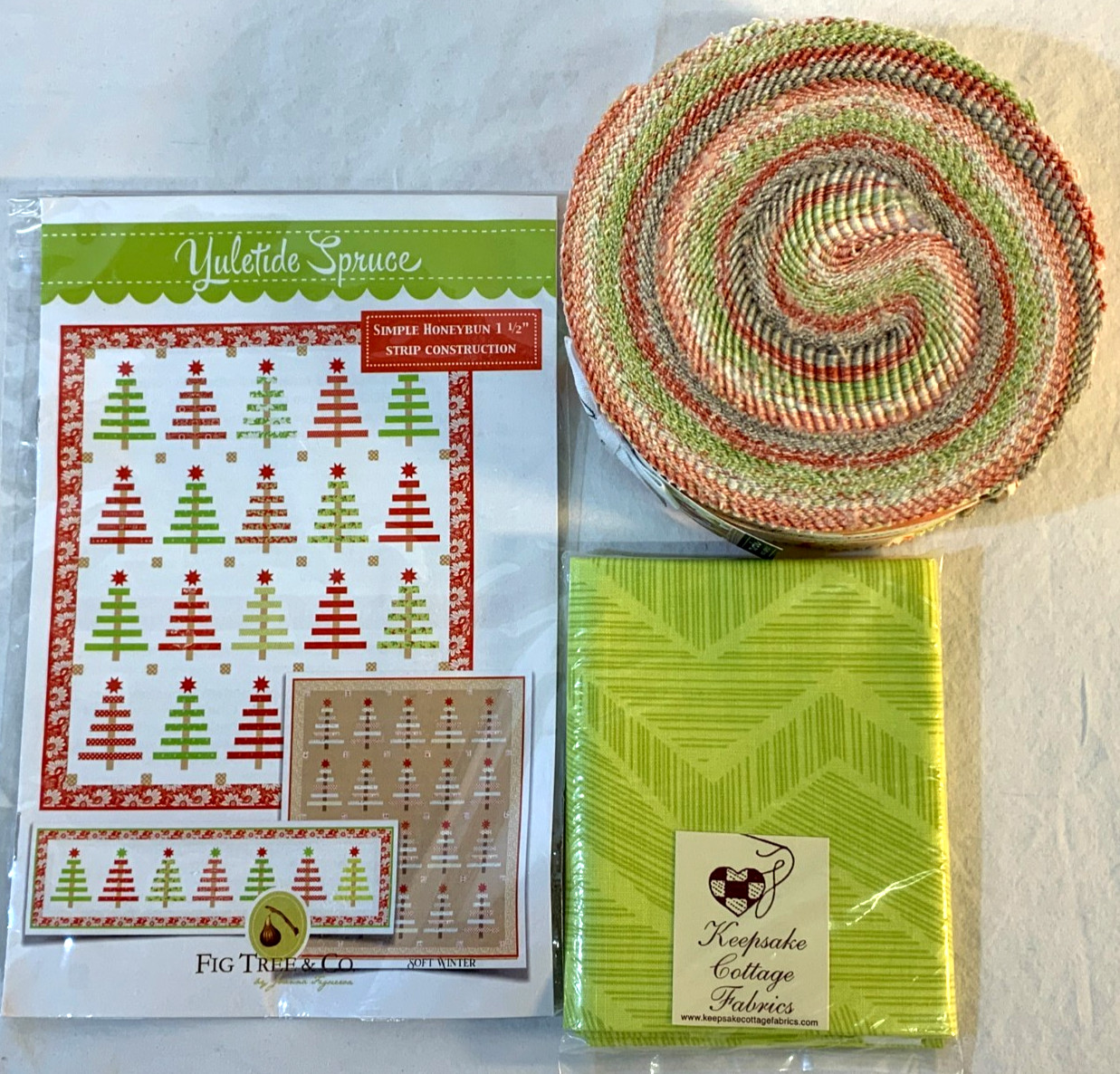 Strawberries & Rhubarb Honey Bun by Moda w/Yuletide Spruce Pattern + Fat Quarter