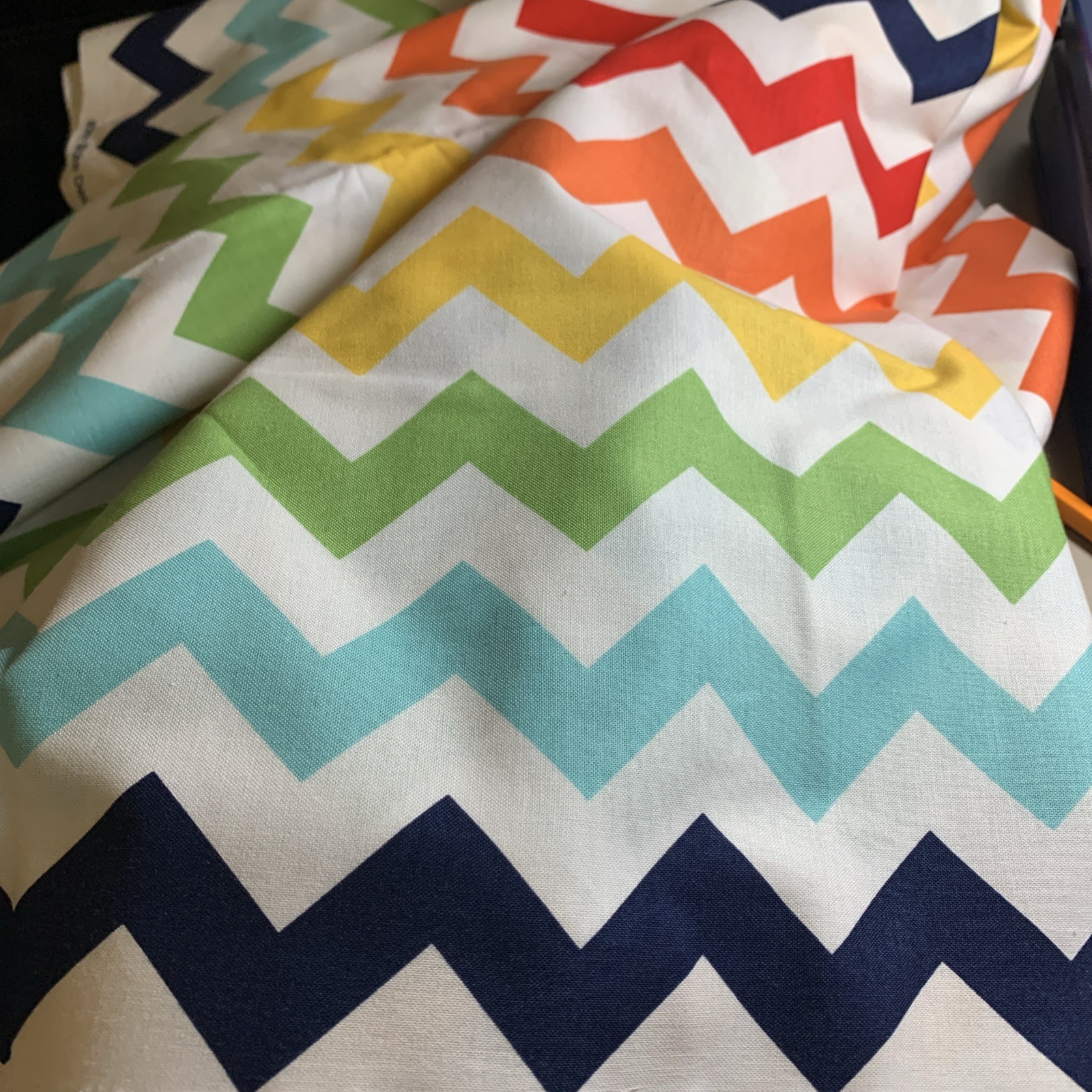 4 Yd Bright Multi Colored Riley Blake Cotton Chevron Fabric