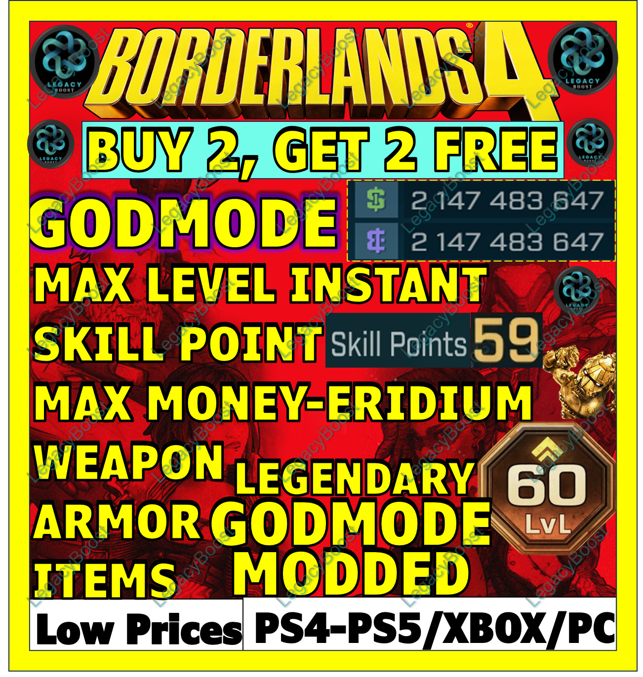 🔥BORDERLANDS 4✨WEAPONS & GEAR, ITEMS MODDED ✴️ GODMODE ✅PC-PS-XBOX✨LEVEL MAX