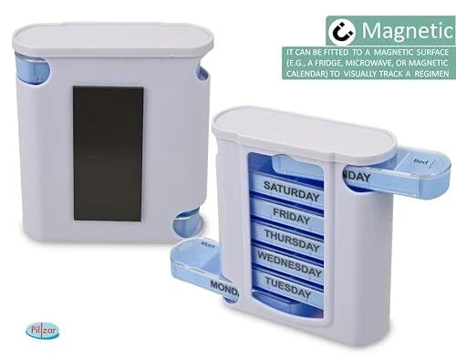 Stackable Pill Box Organizer 7 Day 4-Times A Day Weekly Medicine Dispenser