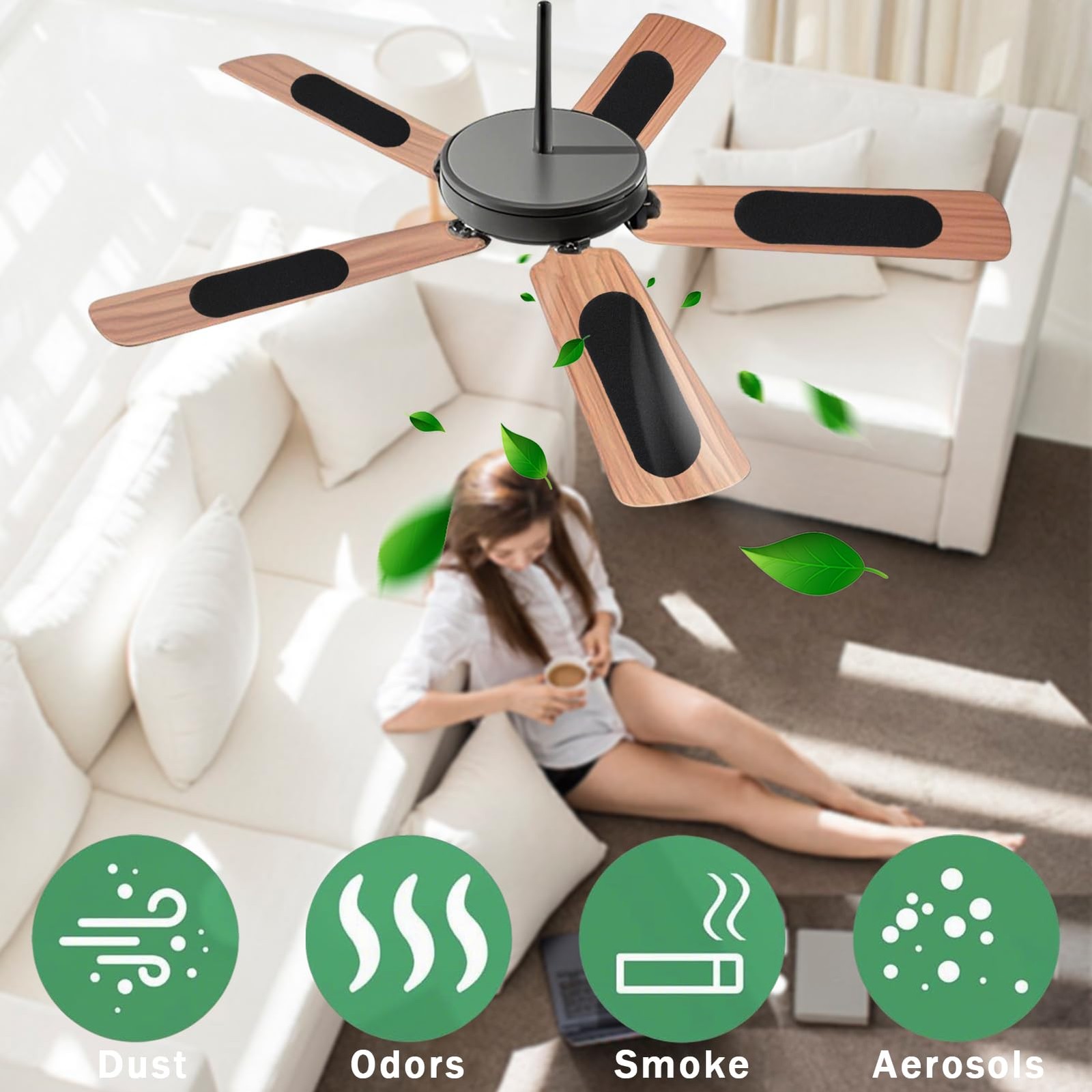 Filtros de carbón activado de cáscara de coco para aspas de ventiladores techo