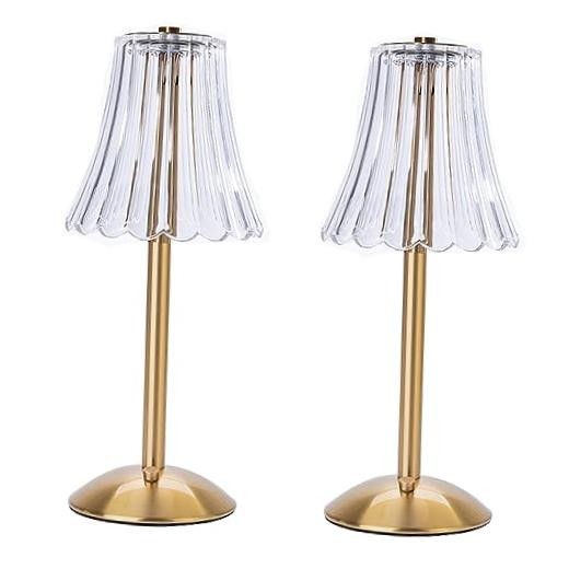 Cordless Table Lamps for Home,Table,Dining Room, Gold Gold-Flower (Pack of 2)