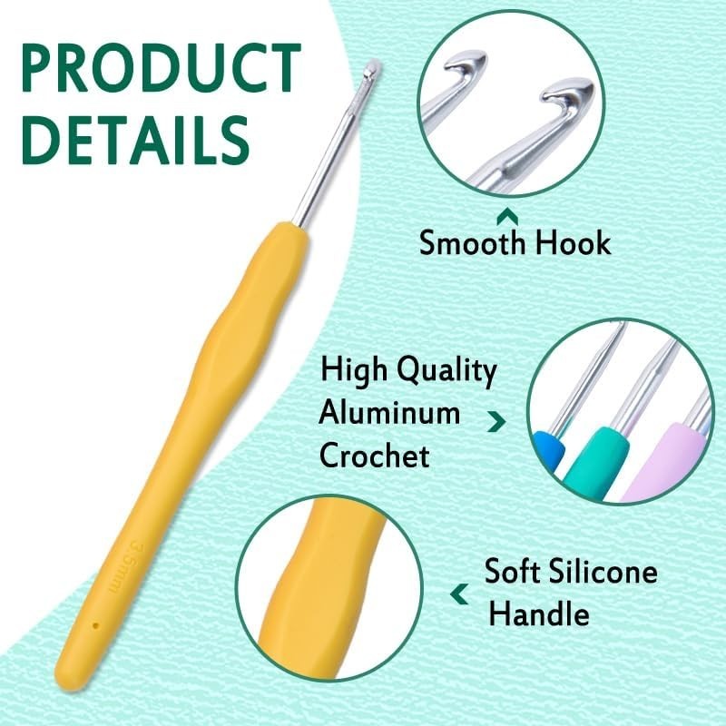 Crochet Hooks Set, Ergonomic Crochet Hooks with case for Arthritic Hands, Lig...