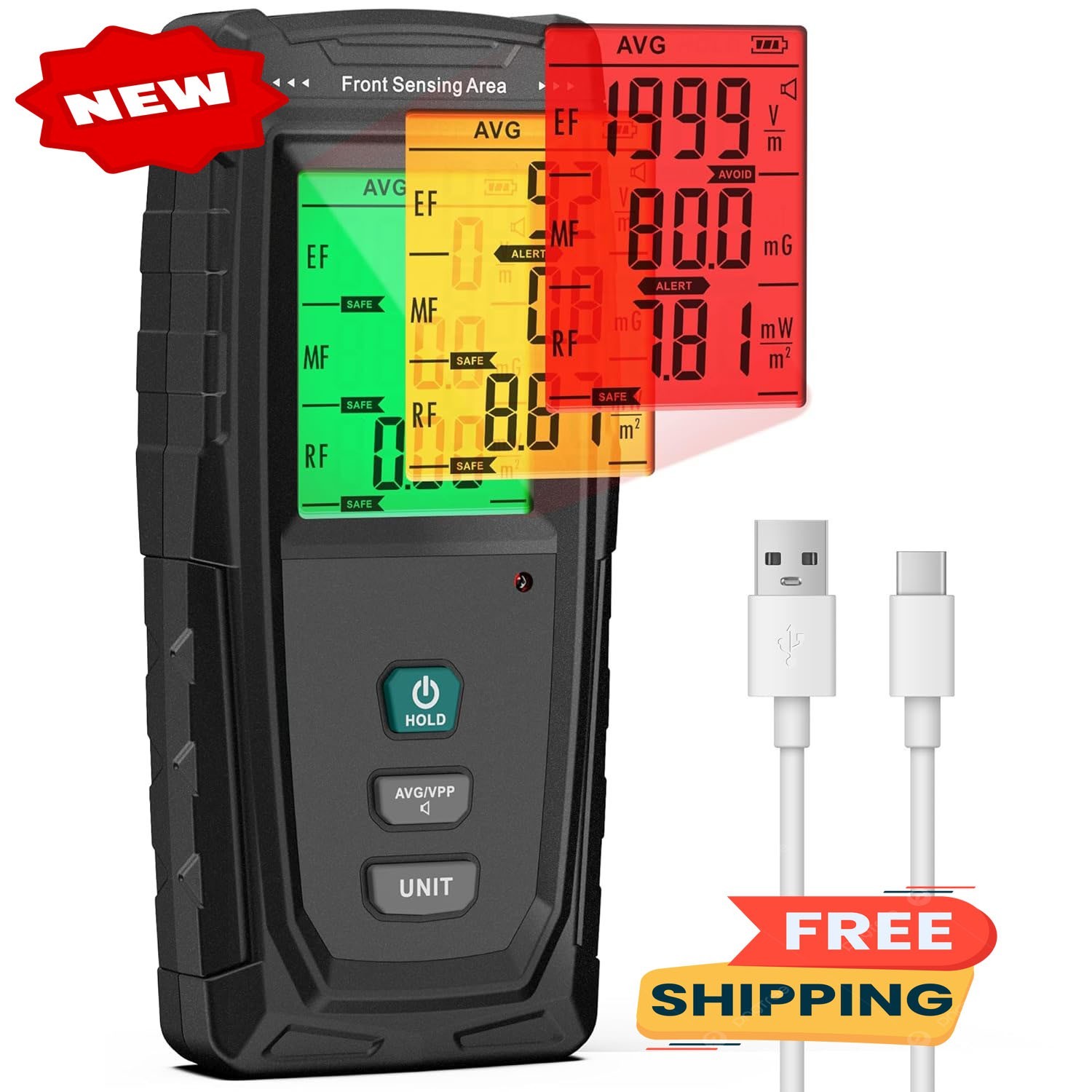 Detector EMF 3 en 1, detector de radiación de campo electromagnético para EF, RF
