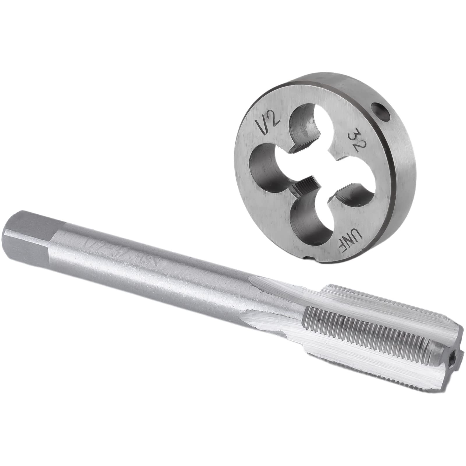 Burkit 1/2"-32 UN Tap and Die Set, 1/2 x 32 UN Machine Thread Tap and Round D...