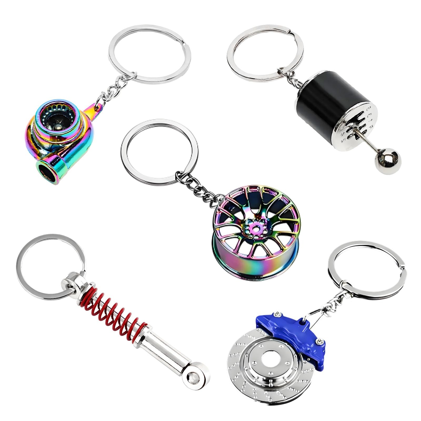 JNXIJ 5 PCS Car Parts Model Key 3.7×1.7 inches, Blue＋black＋colorful＋red