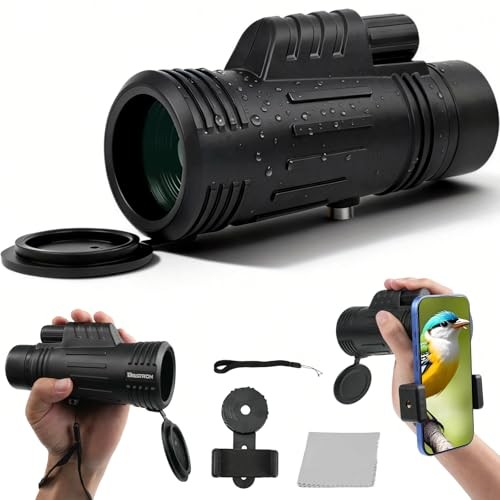 HD Monocular for Adults High Powered with Phone Adapter, Premium BAK4