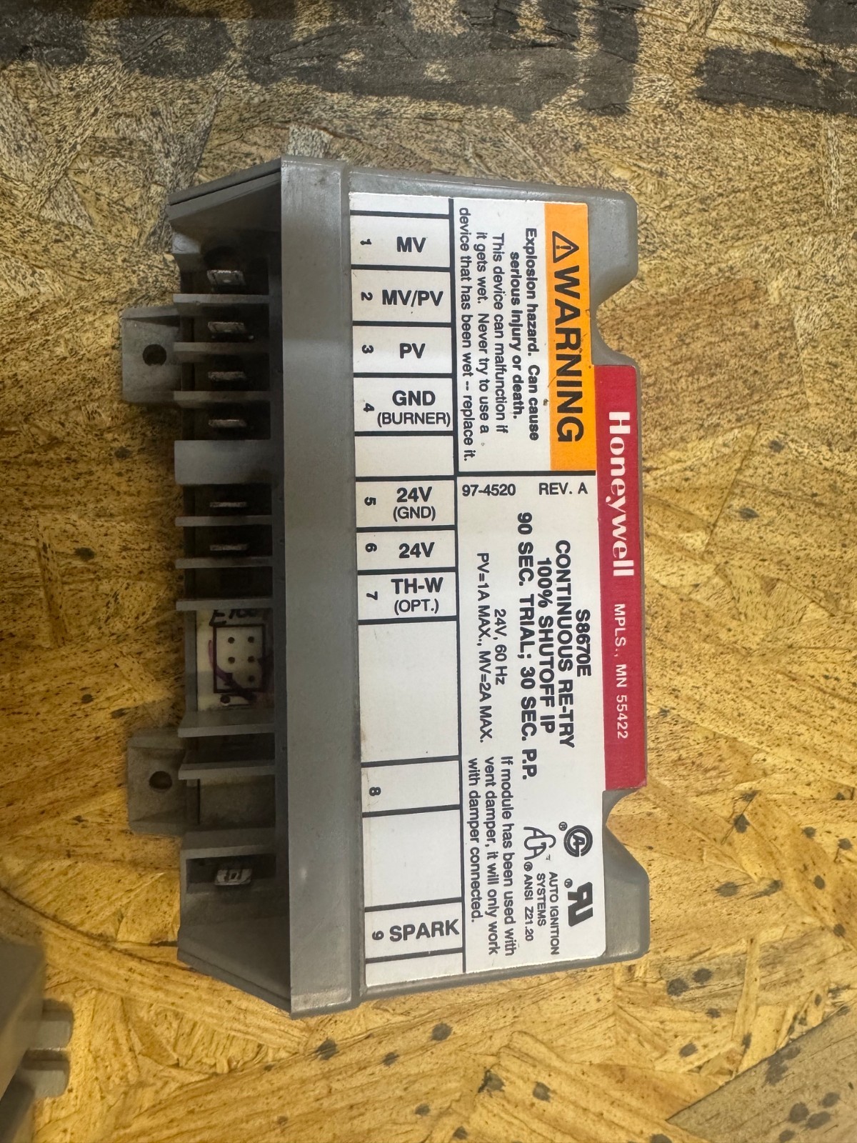 Honeywell S8670E Furnace Pilot Module Control Board