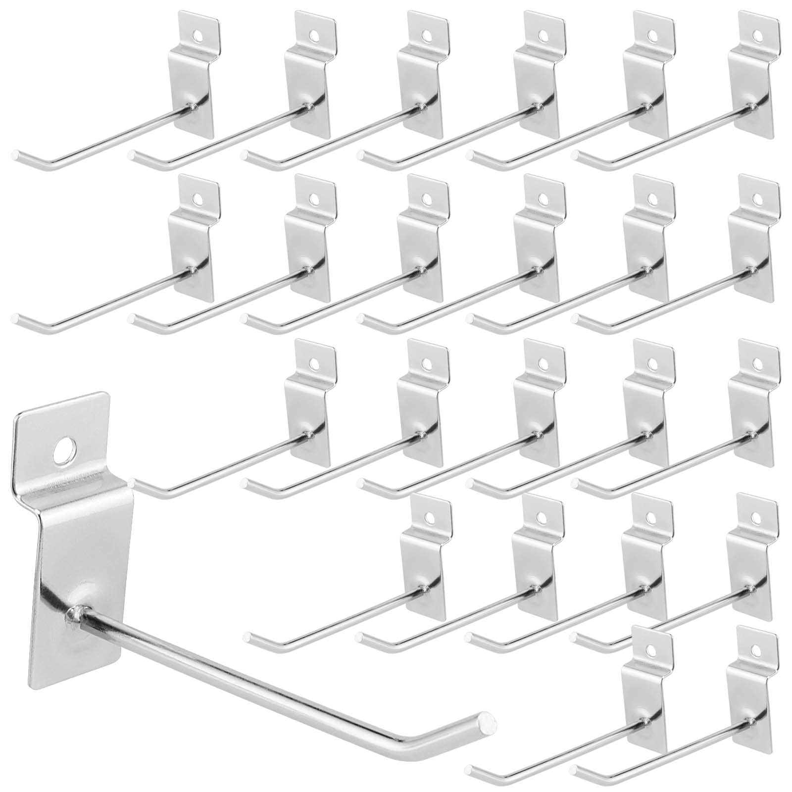 200 PCS 4 Inch Silver Metal Slatwall Hooks Hangers Slat Board Accessory
