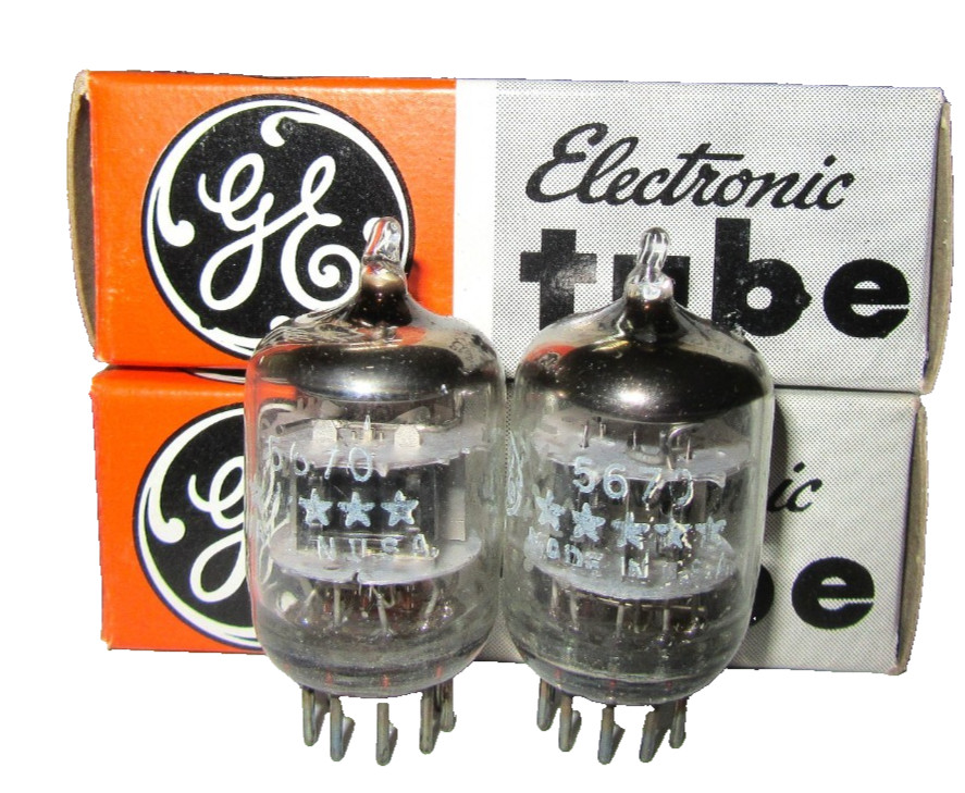 MATCHED PAIR NOS NIB GE 5 STAR 5670  2C51 396A 10,000 HOUR TUBES!