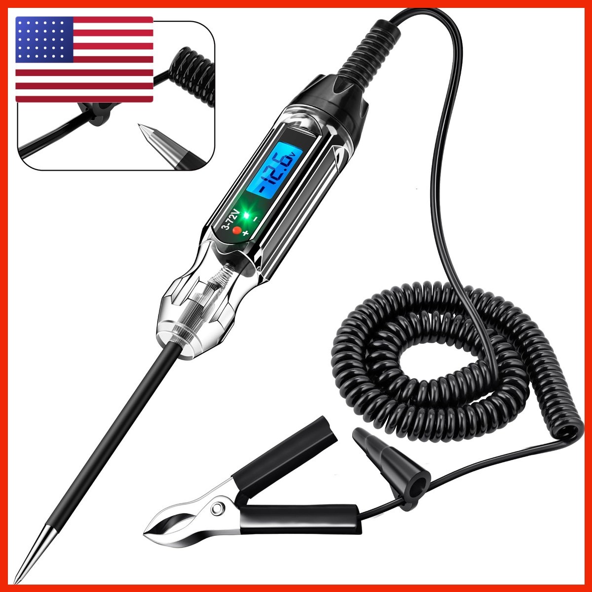 Jastind Heavy Duty 3-72V Backlit Digital Lcd Circuit Tester Automotive Test 140