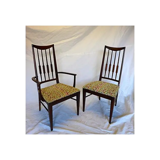 Mid-Century Reed-Back Dining Chairs - Set of 4