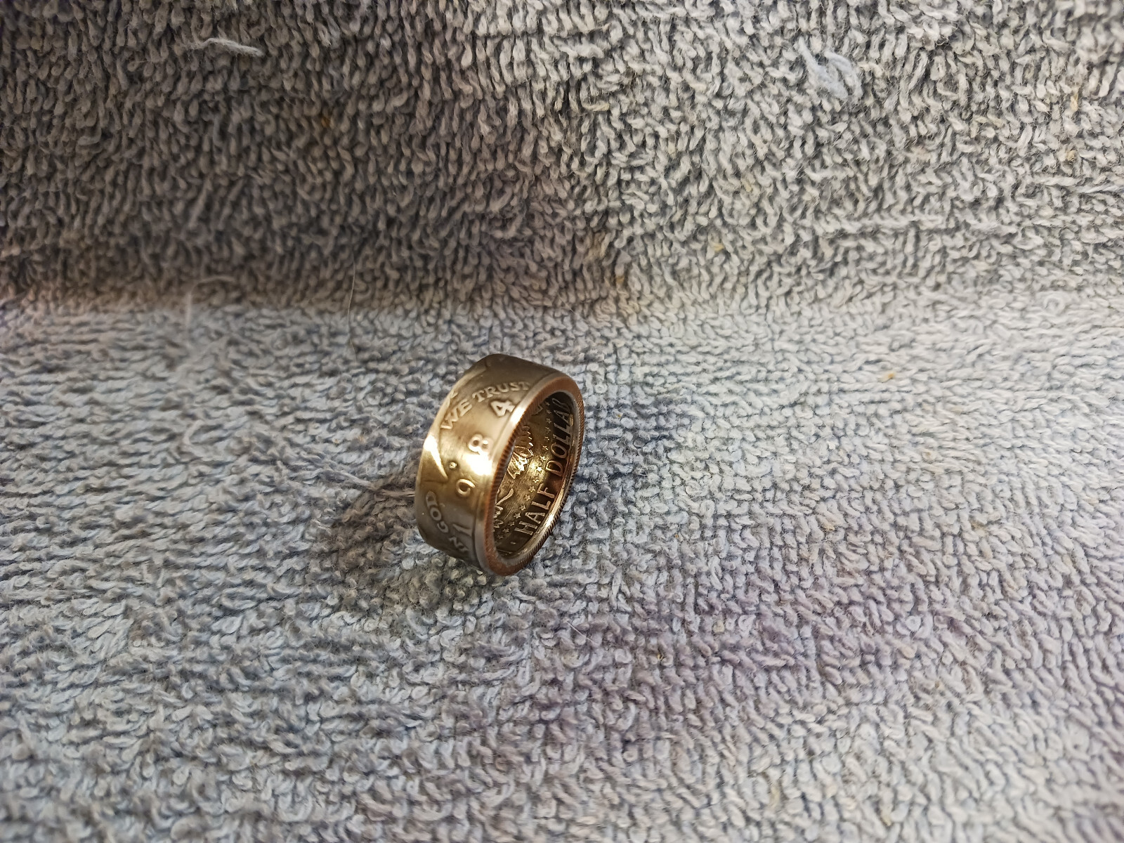 1983 Kennedy Half Dollars  size 9  coin ring  Handmade mixed metals (B)
