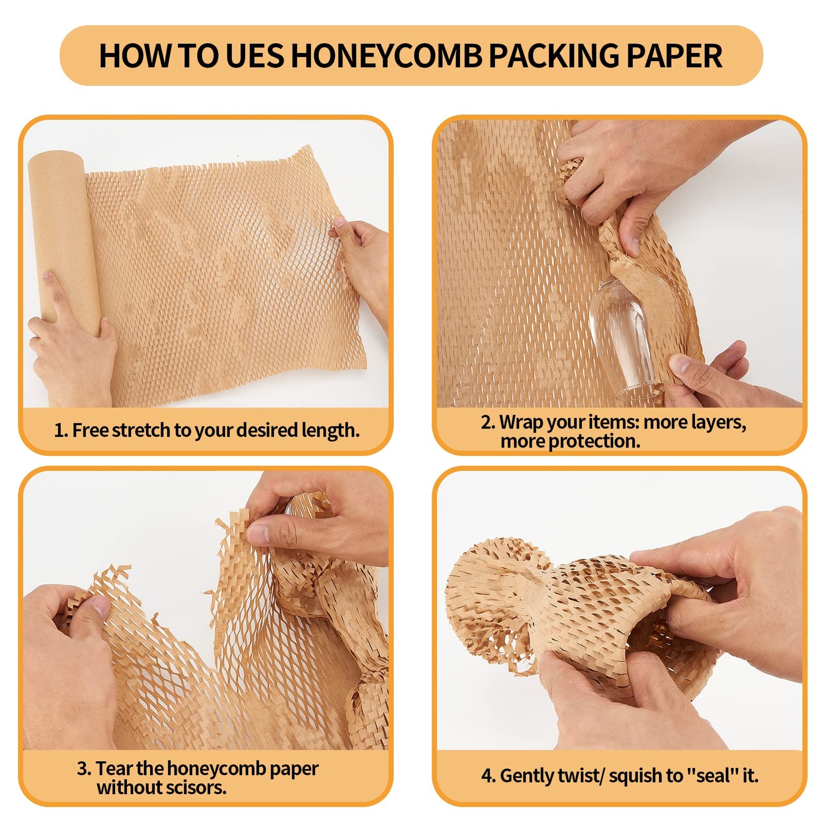 Honeycomb Packing , 15 Inches x 230 Feet Eco Friendly Recyclable Cushioning M...