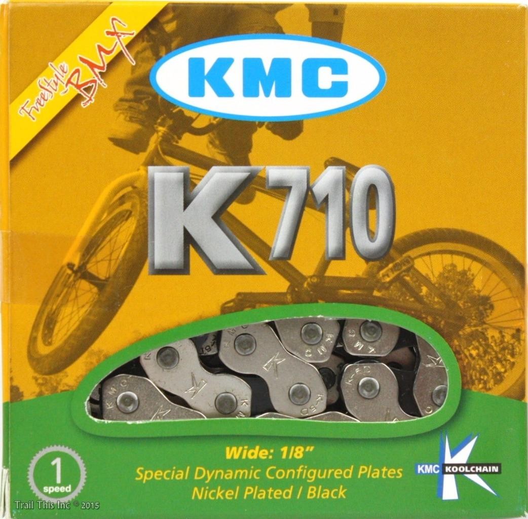 KMC K710 Kool Chain 1/2" x 1/8" 9.5mm Freestyle BMX Bike 112L Silver & Black