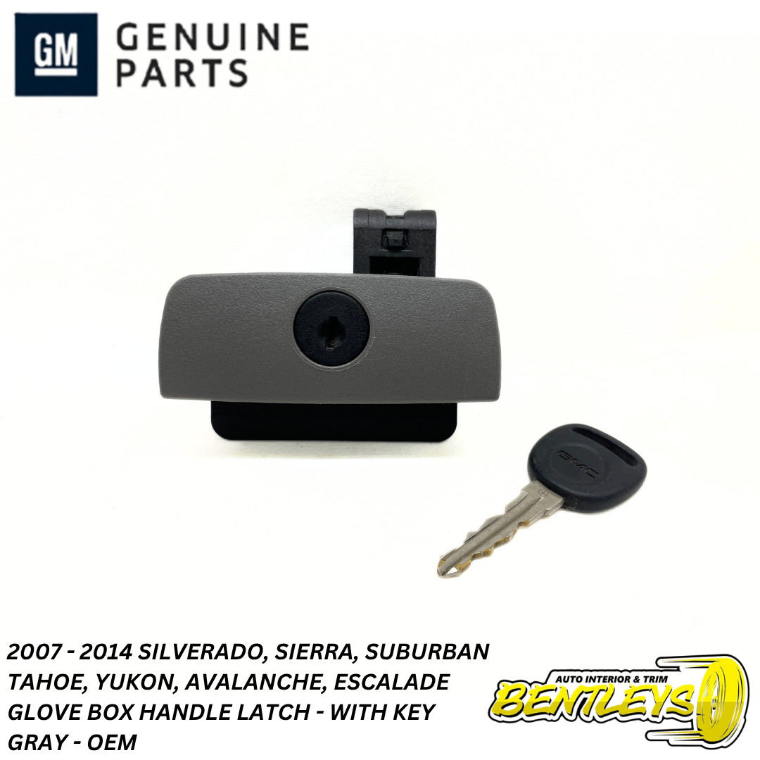 2007 - 2014 TAHOE YUKON SUBURBAN SILVERADO SIERRA GLOVE BOX LATCH W/ KEY - GRAY
