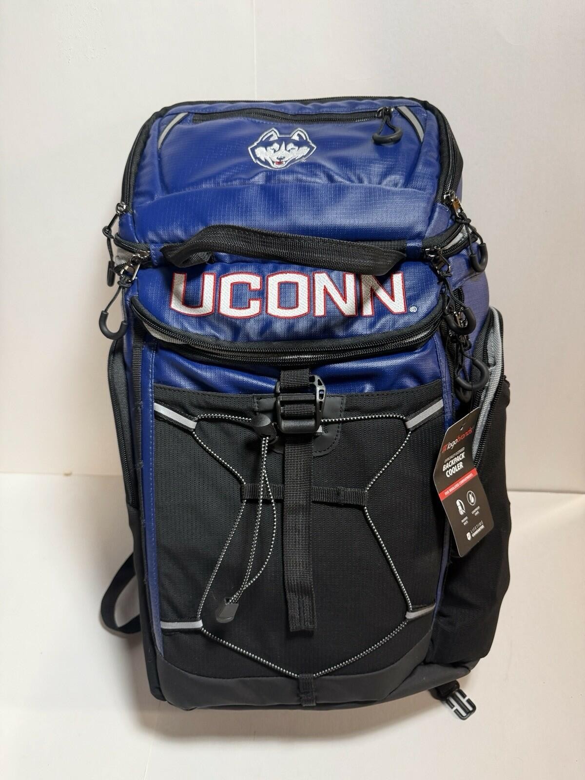 UConn Huskies 24-Can Insulated Backpack Cooler with Pockets - New Tags