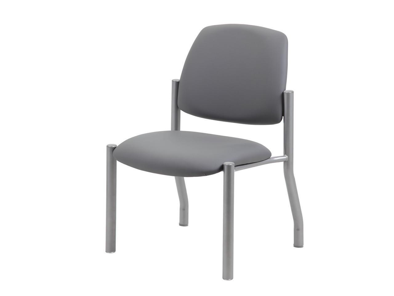 Boss Office Products Heavy Duty Armless Vinyl Mid Back Guest Chair for Reception