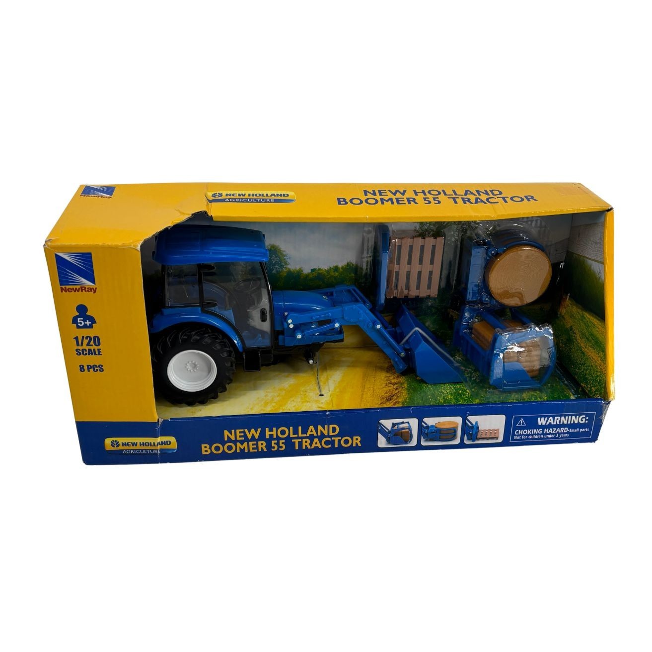 New Ray Toys New Holland Boomer 55 Tractor with Interchangeable Accessories NEW