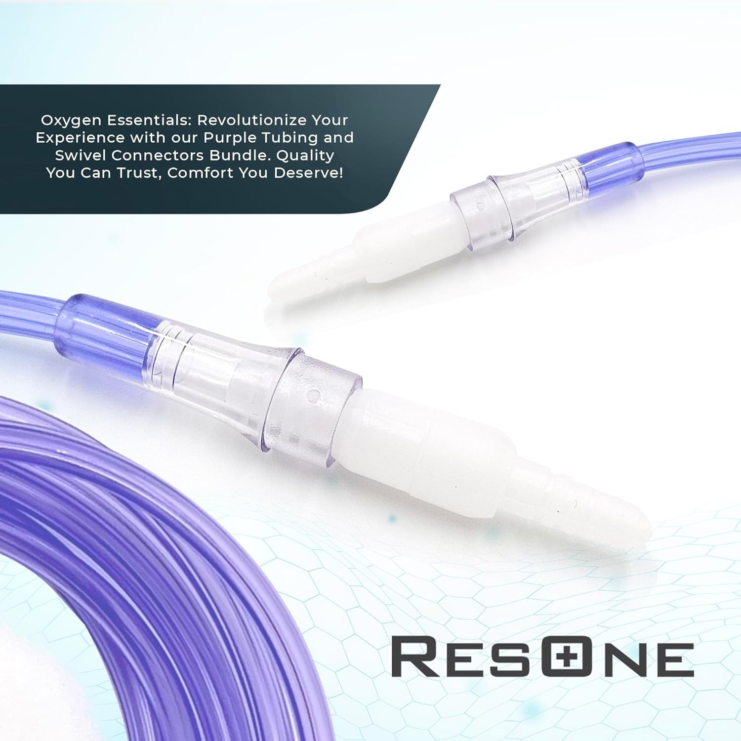 2Pk 25Ft Oxygen Supply Tubing - Swivel Connectors, Crush Resistant - 360 Degree