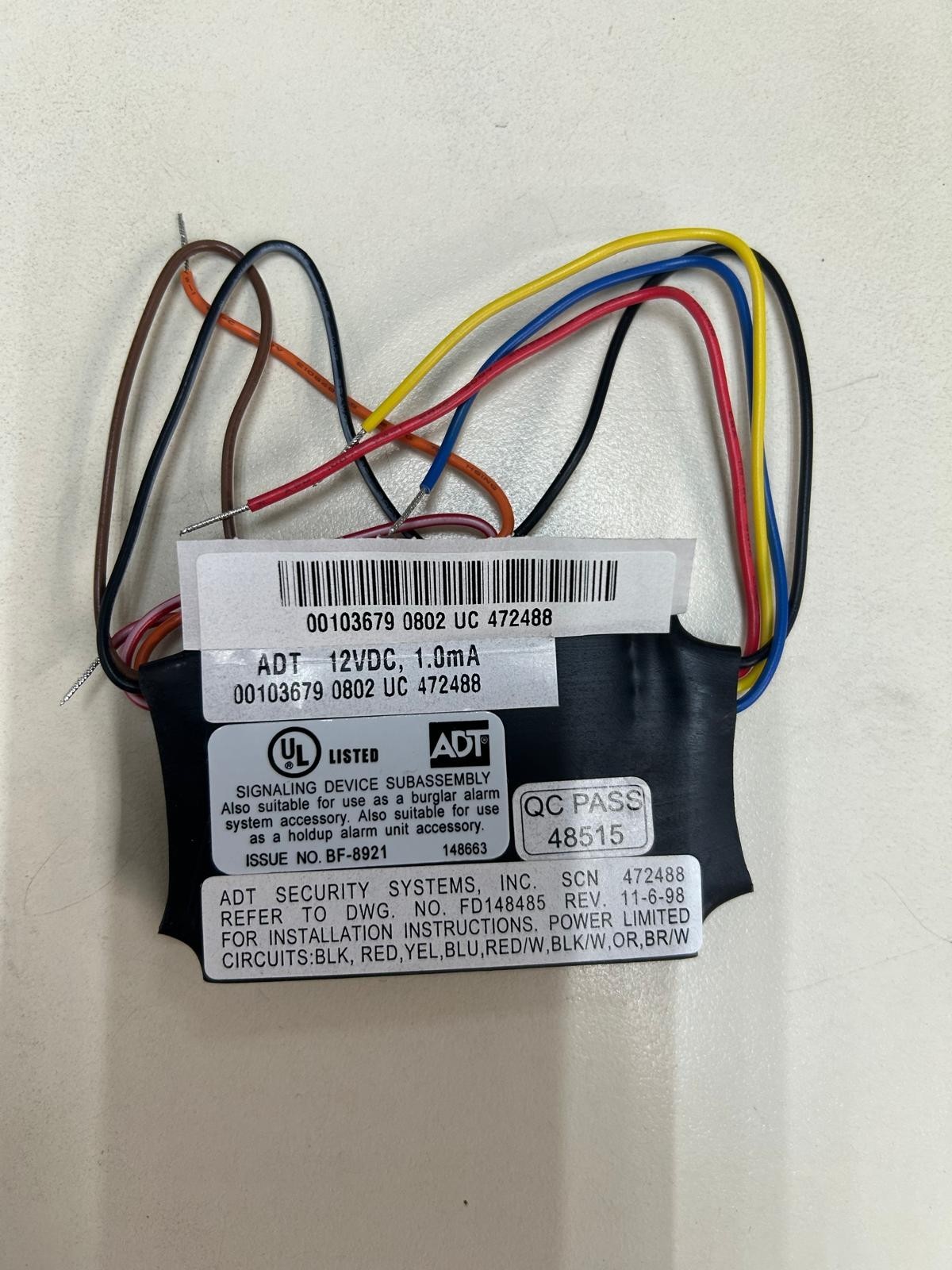 ADT SCN 472488 12VDC 1.0MA FOCUS 200 SUPERVISED HORN STROBE SIM MODULE