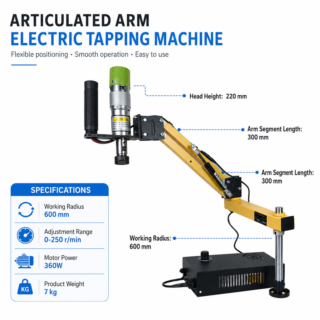 Electric Tapping Machine M3-M12 Articulated Arm Thread Tapping Drill Tool