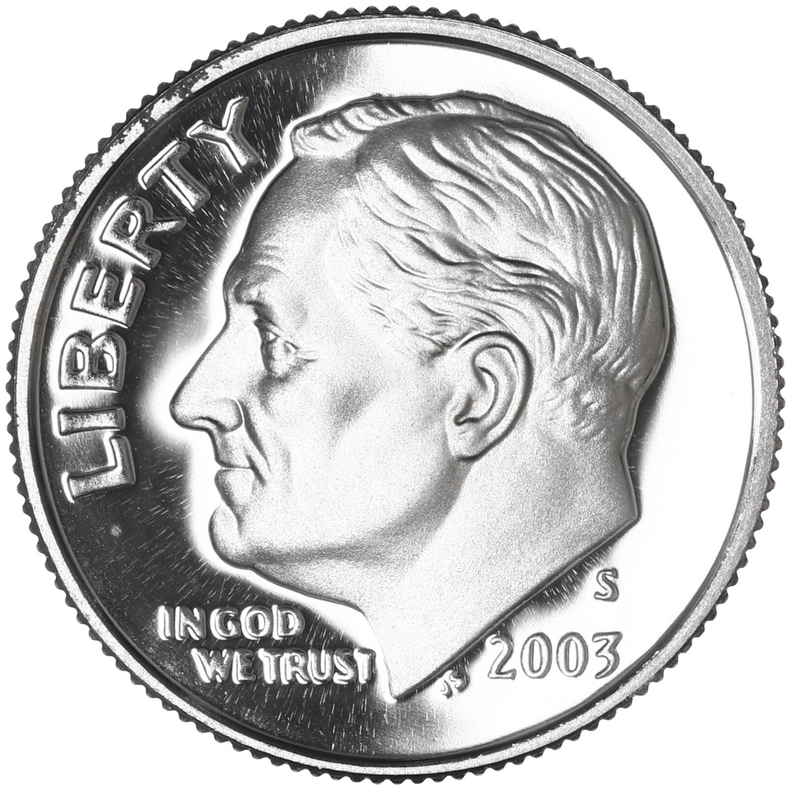 2003 S Roosevelt Dime Gem DCam Proof CN-Clad