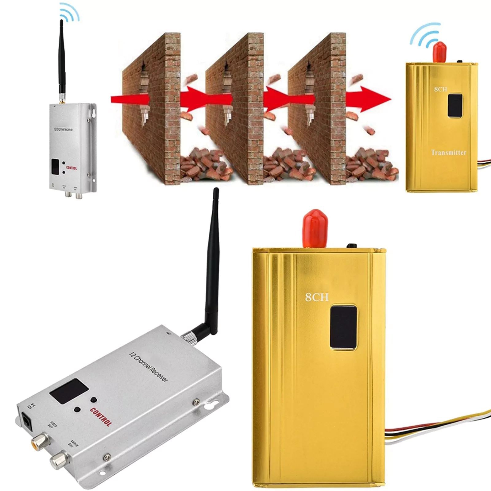 500-1200M 1.2GHz Wireless Audio/Video Transmitter-Receiver CCTV Accessories