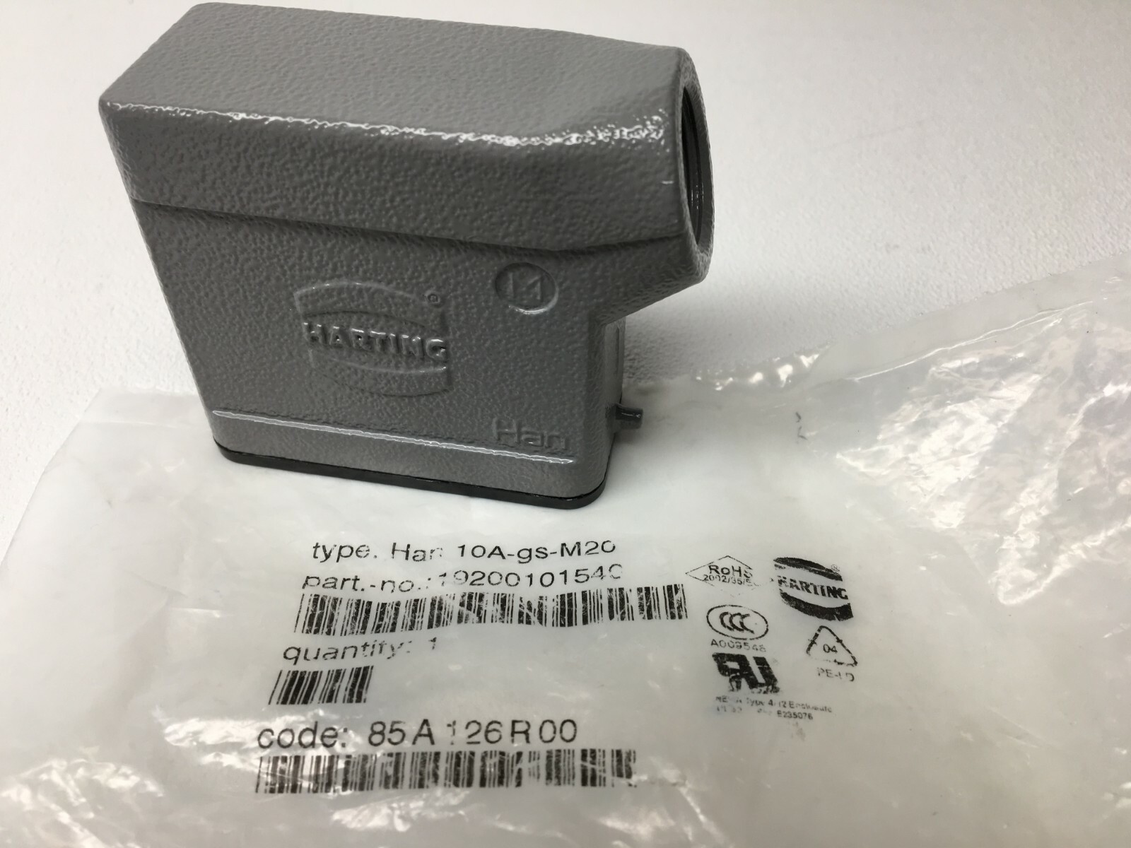 New! Harting HAN10A-GS-M20 Hood Entry (#6291)