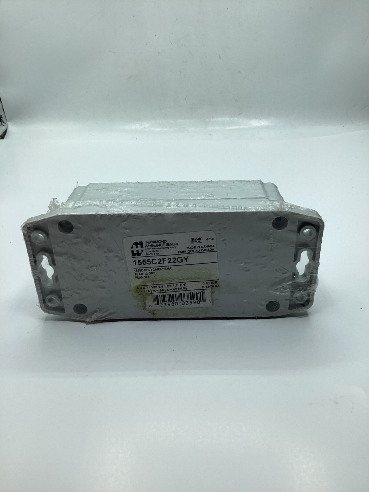 QTY 2 Hammond 1555C2F22GY PolyCarb NEMA Plastic Gray Enclosure Flanged
