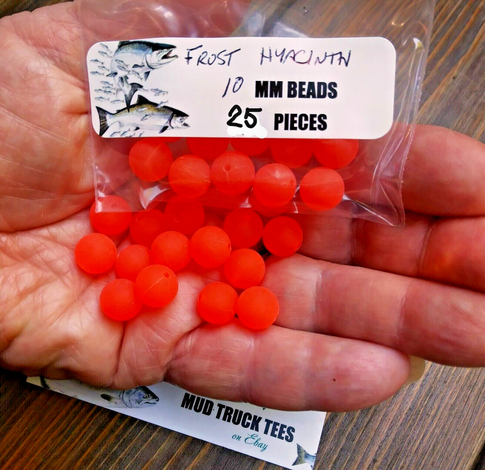 UV Fishing BeadsTrout/Salmon/Steelhead 10mm 25ct Frost Hyacinth orange acrylic