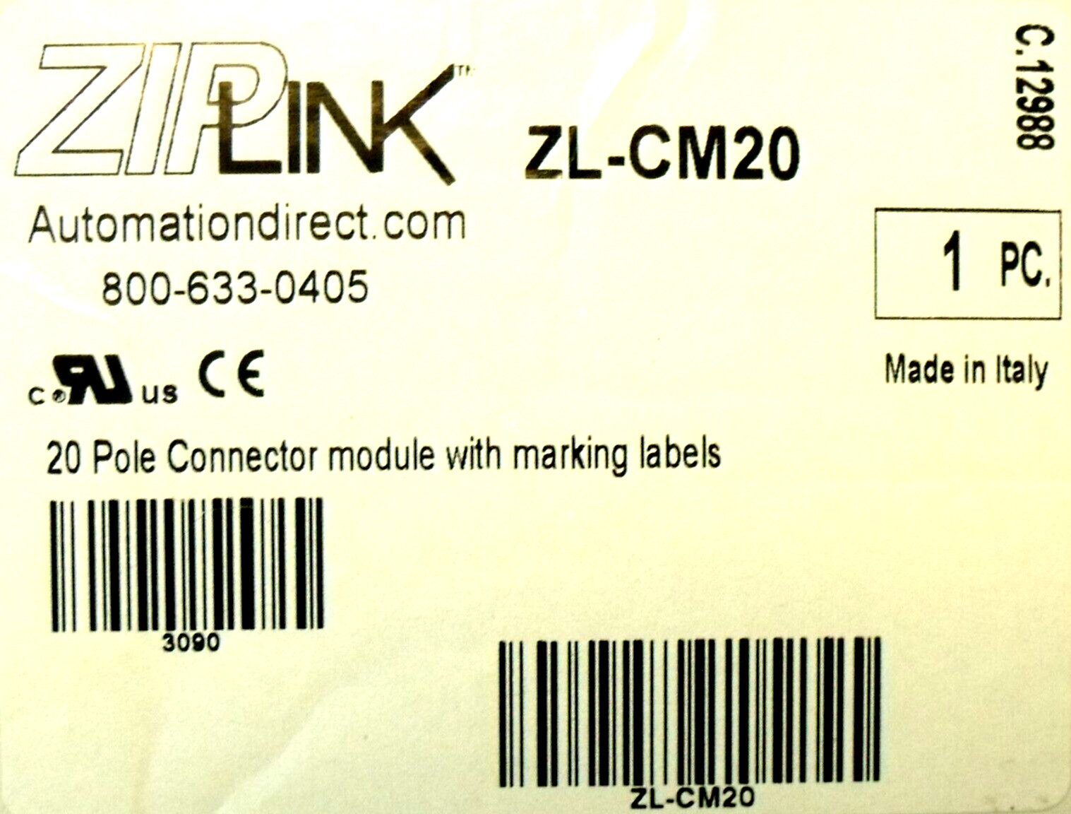 (2) NIB Zip Link / Automation Direct ZL-CM20 20 Pole Connector Modules