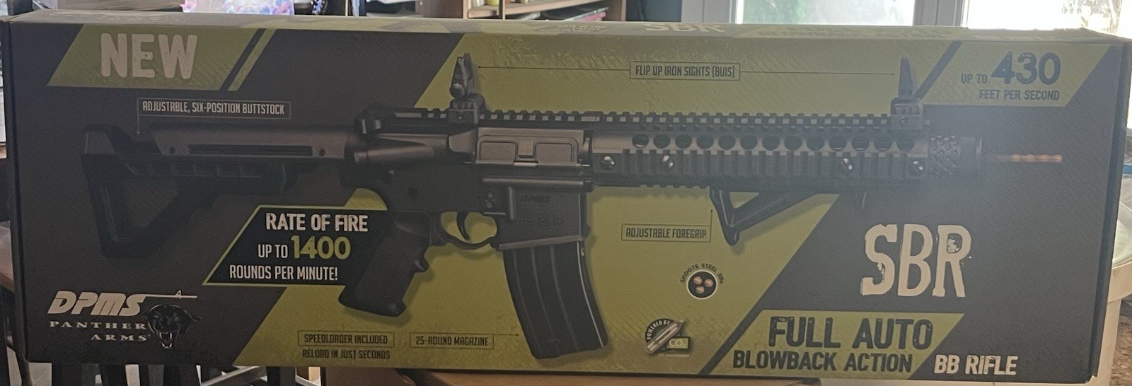 DPMS Panther Arms SBR Full Auto Air Rifle Brand New Includes Box BBs CO2 Papers