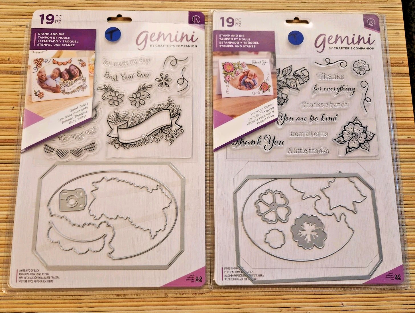Crafter's Companion Gemini Stamp & Die Sets Lot Of 2 Used Good Times Primrose