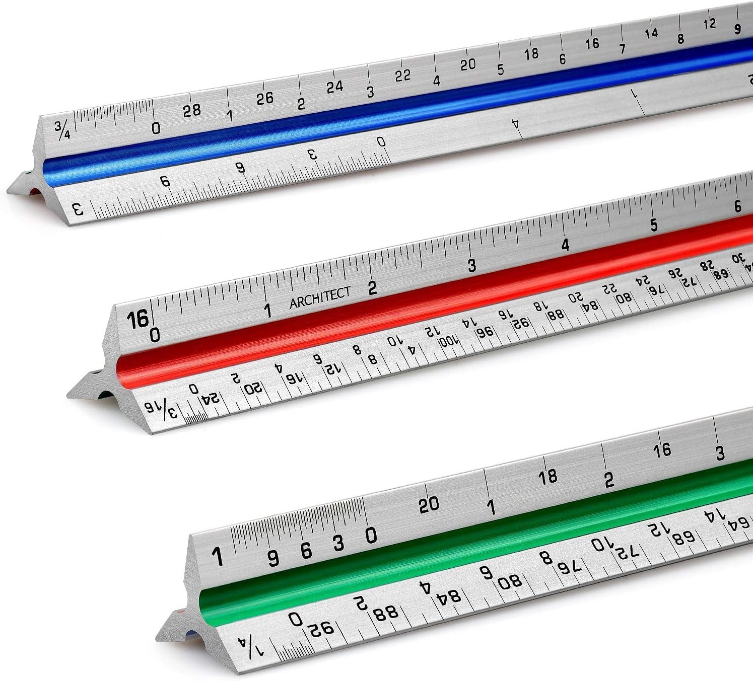 12" Architectural Scale Ruler Aluminum Architect Scale Triangular Scale Ruler fo