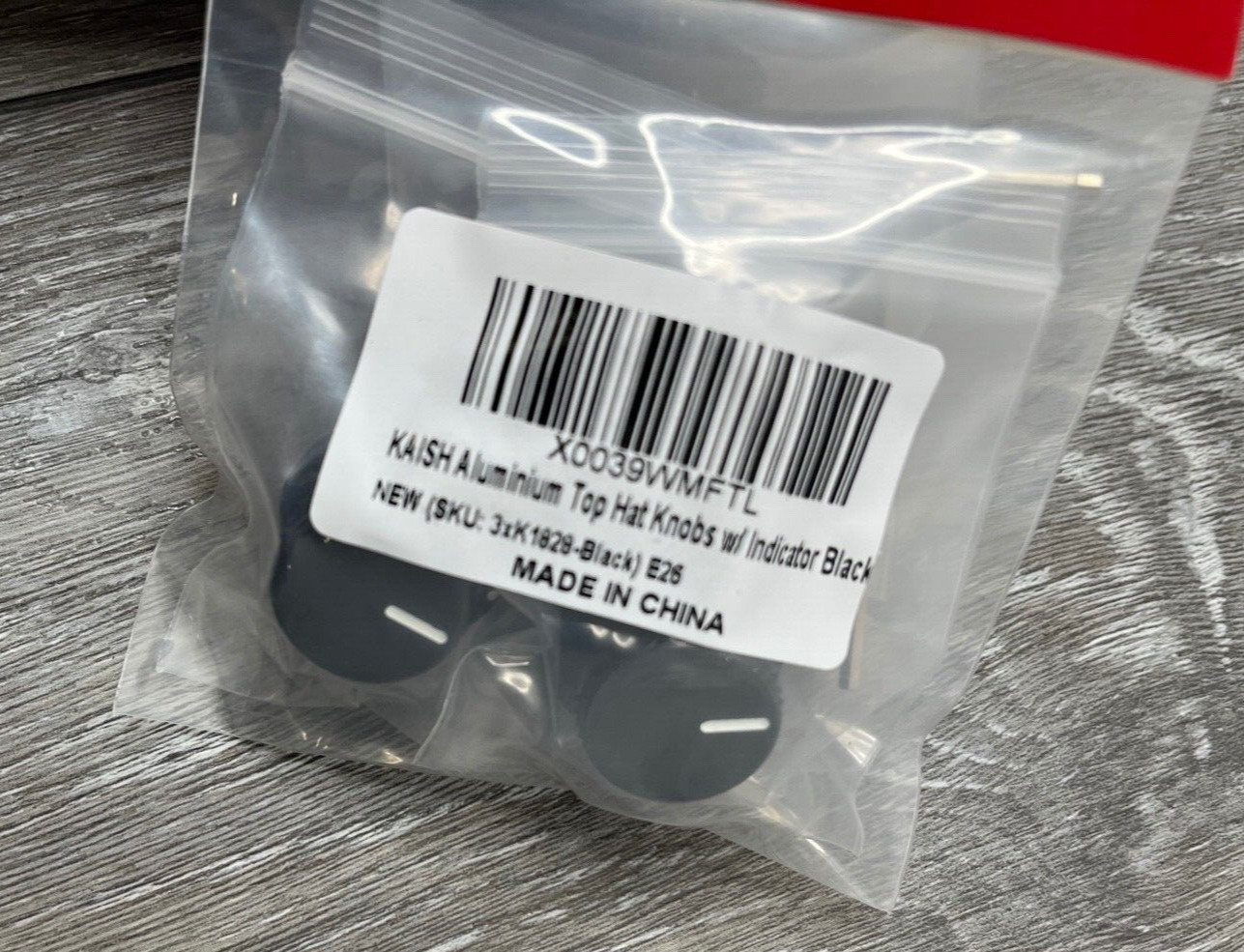 3-Pack KAISH K1828-Black Aluminum Top Hat Knobs w/ Indicator, Black