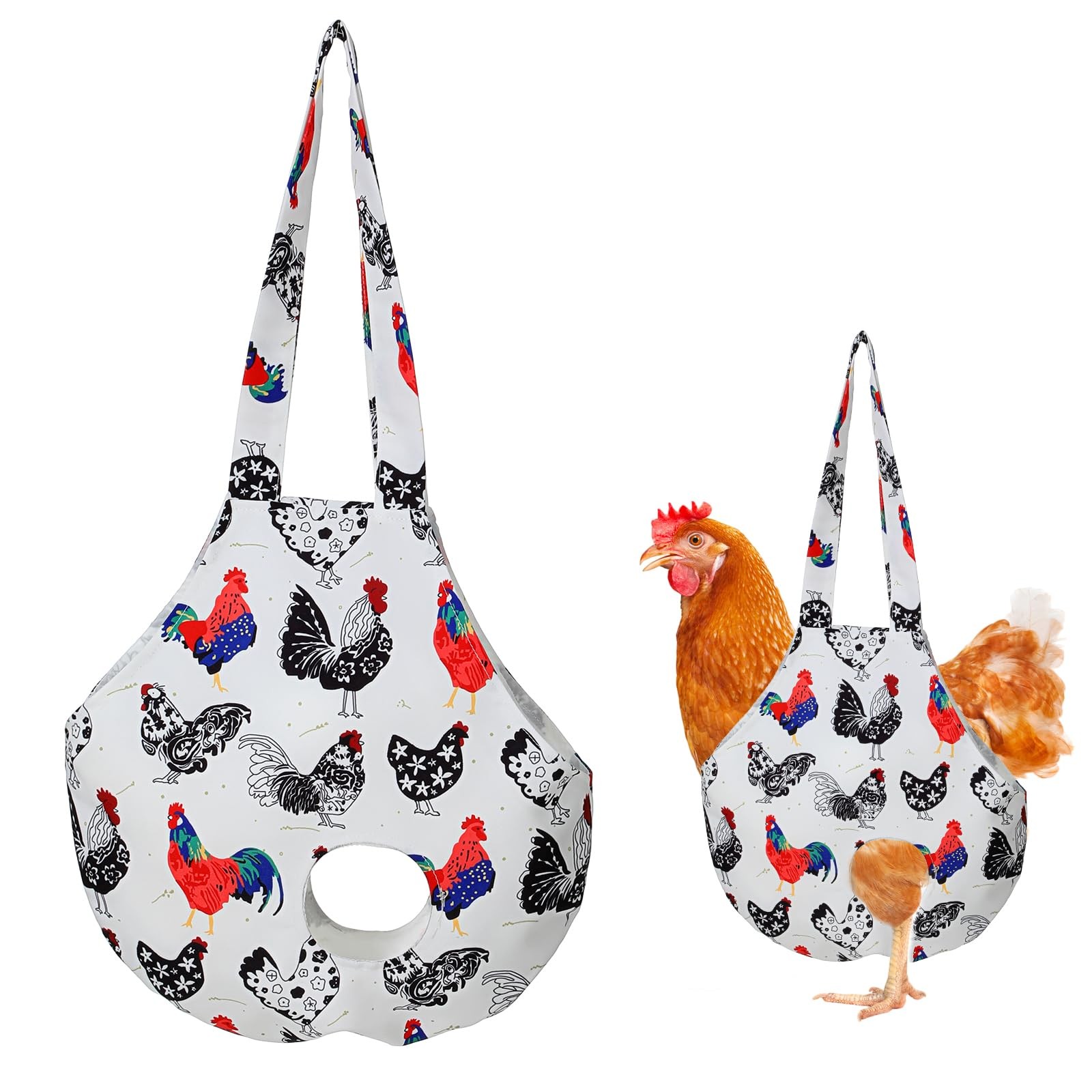 Chicken Holder Bag, Poultry Carrier Sling with Handle, Medium, White