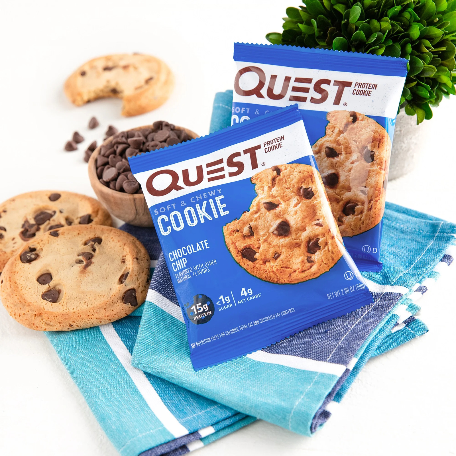 Quest Soft & Chewy Protein Cookie, High Protein, Chocolate Chip, 4 Count