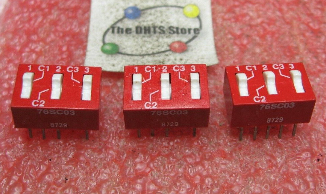 DIP Switch 76SC03 Greyhill 3 Position SPDT Through Hole PCB - NOS Qty 3