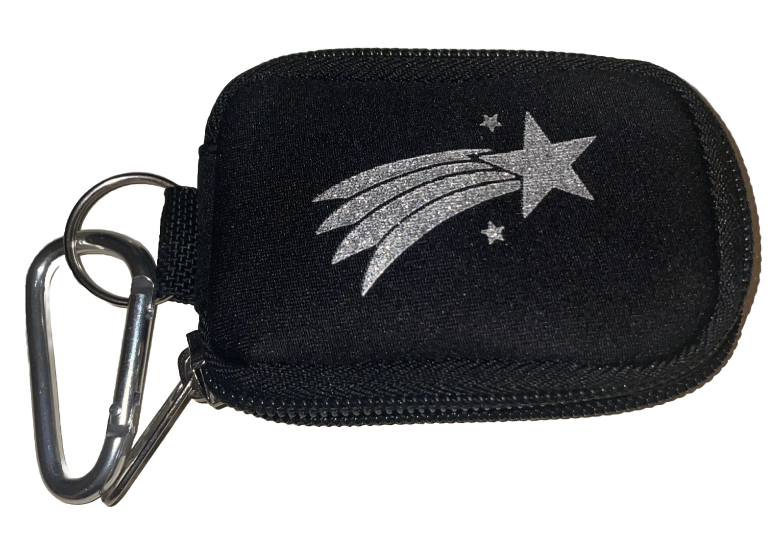 Small Black Zippered Carrying Pouch For Essential Oils With Carabiner Clip.