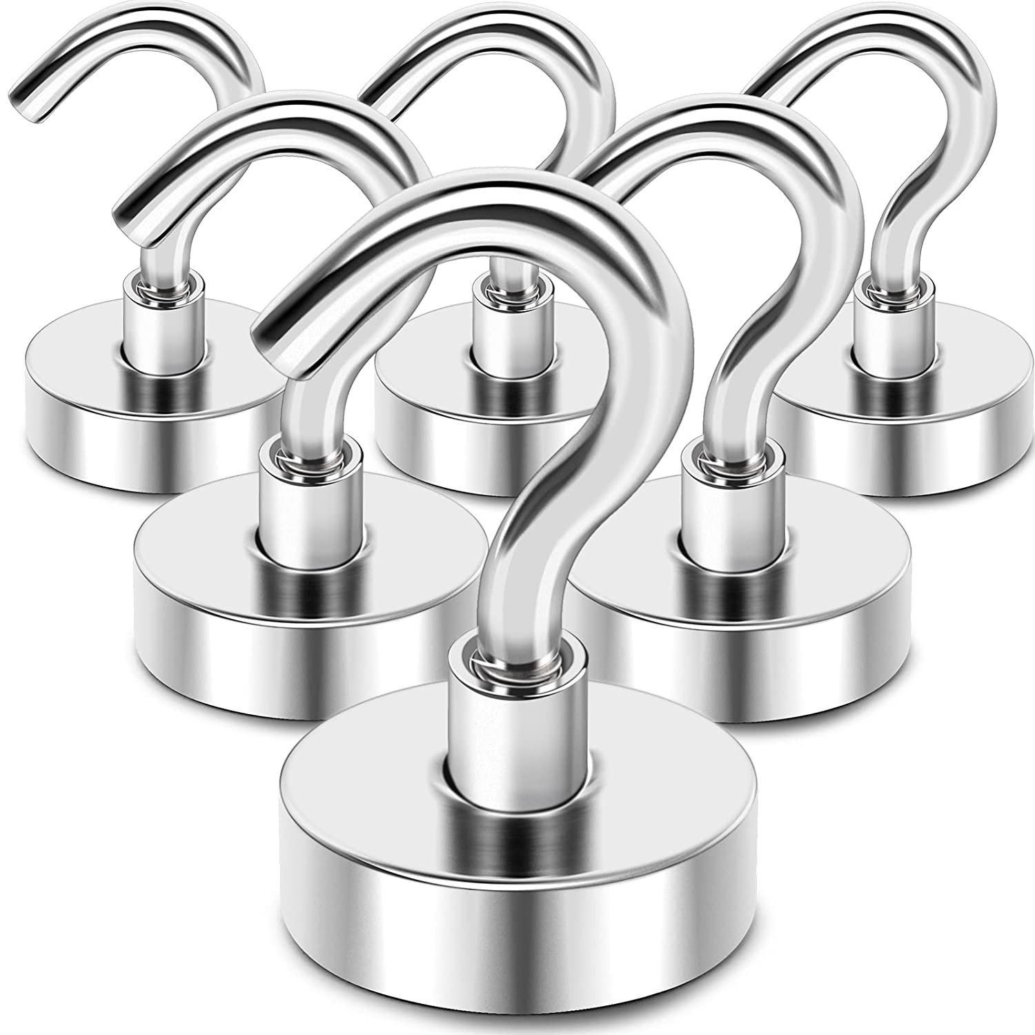 28Lbs Magnetic Hooks for Hanging BBQ Grill Utensils Tools Coat Wreaths 6Pcs