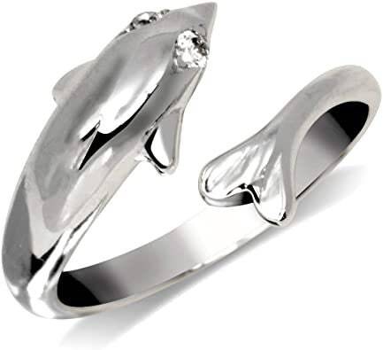 Solid 10K Yellow or White Gold Adjustable Nautical Dolphin Toe Ring -Nautical
