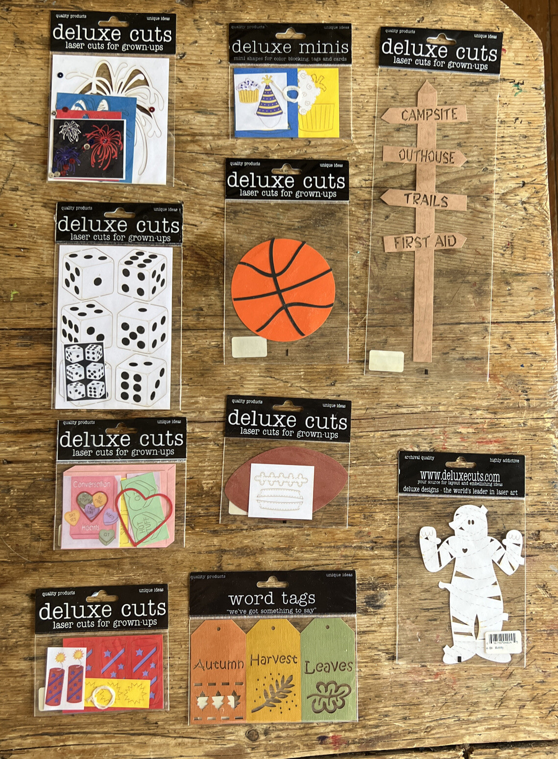 Deluxe Cuts  Scrapbook Lot of 10 New Packages- Sports Halloween Valentines